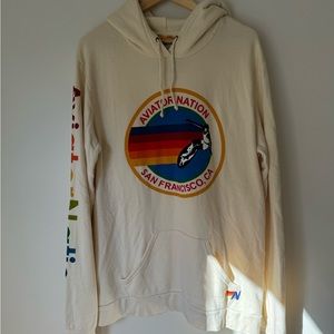 Aviator Nation cream colored San Francisco Pullover Hoodie